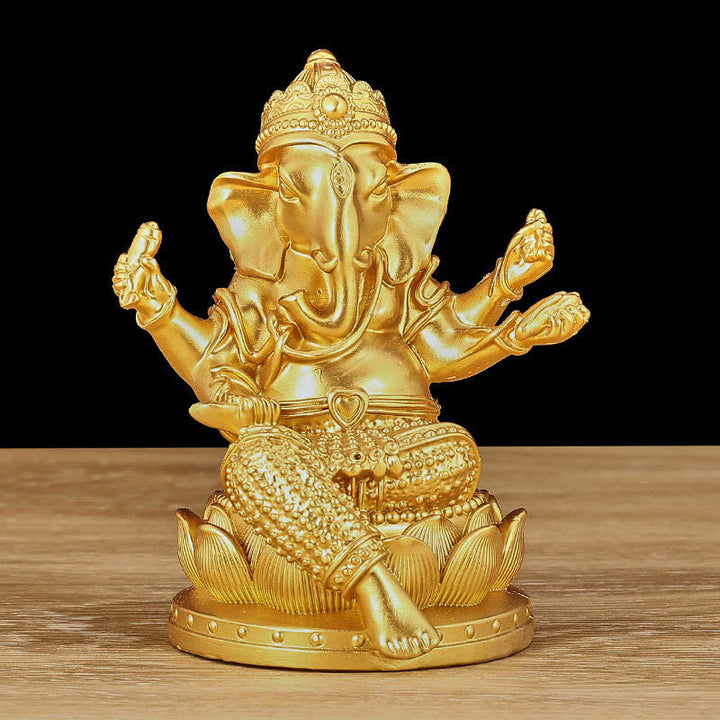 Estatua de meditación con forma de elefante Ganesh Ganpati, tamaño pequeño, con Buddha Stones , reflejo, decoración de resina para el hogar