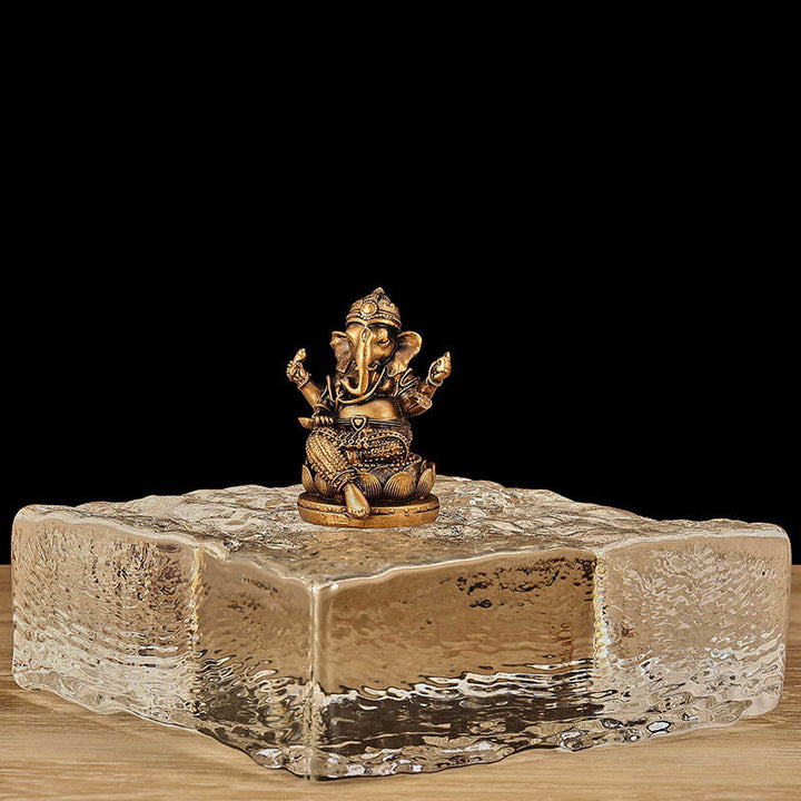 Estatua de meditación con forma de elefante Ganesh Ganpati, tamaño pequeño, con Buddha Stones , reflejo, decoración de resina para el hogar