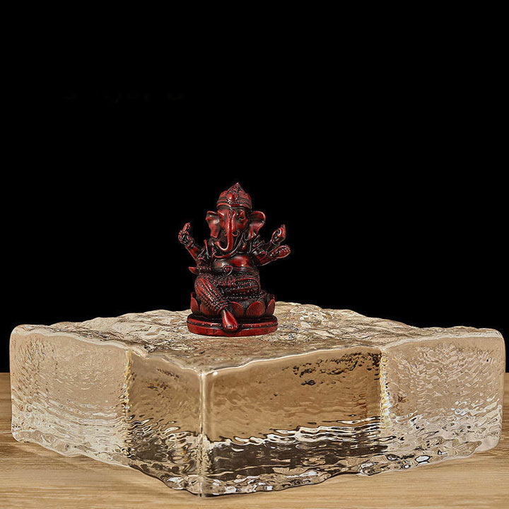 Estatua de meditación con forma de elefante Ganesh Ganpati, tamaño pequeño, con Buddha Stones , reflejo, decoración de resina para el hogar - Ganesh rojo - Mini pequeño 4,5 x 4 x 6 cm - image 15