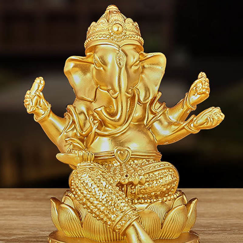 Estatua de meditación con forma de elefante Ganesh Ganpati, tamaño pequeño, con Buddha Stones , reflejo, decoración de resina para el hogar