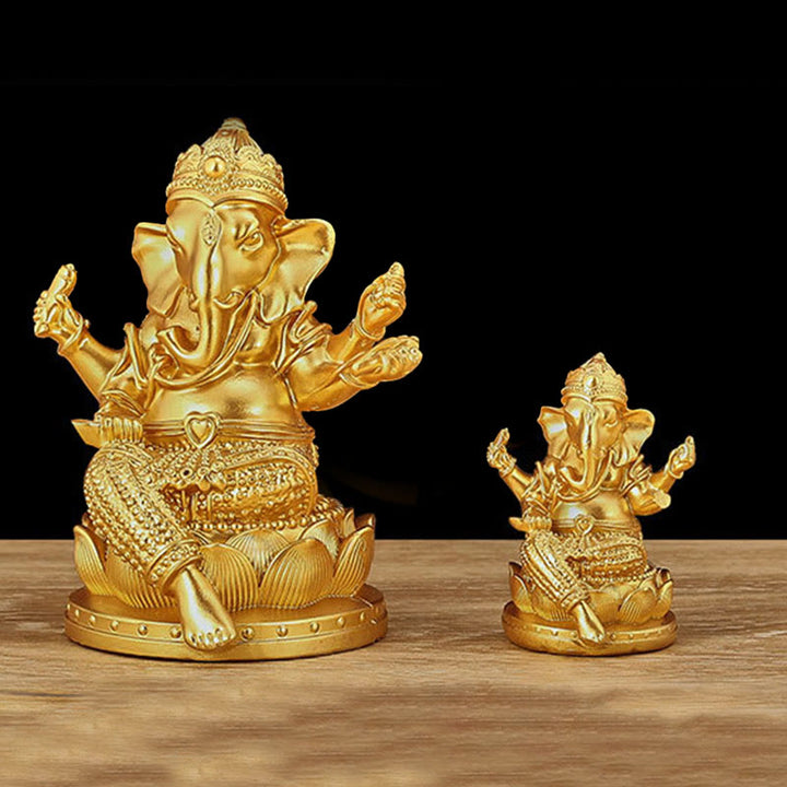 Estatua de meditación con forma de elefante Ganesh Ganpati, tamaño pequeño, con Buddha Stones , reflejo, decoración de resina para el hogar