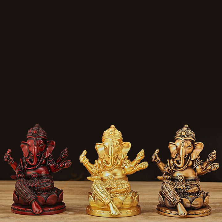 Estatua de meditación con forma de elefante Ganesh Ganpati, tamaño pequeño, con Buddha Stones , reflejo, decoración de resina para el hogar