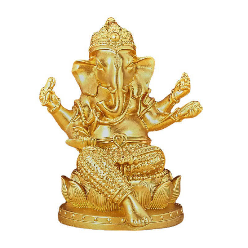 Estatua de meditación con forma de elefante Ganesh Ganpati, tamaño pequeño, con Buddha Stones , reflejo, decoración de resina para el hogar