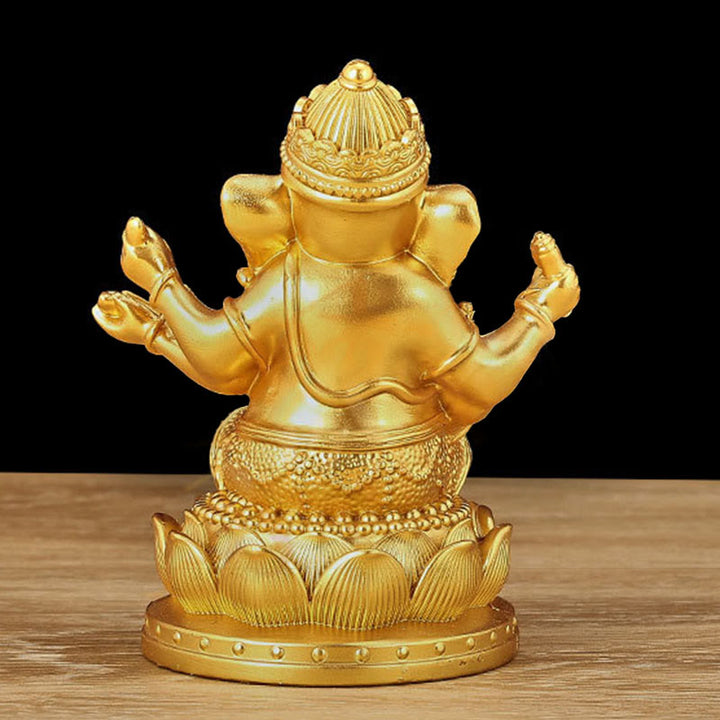 Estatua de meditación con forma de elefante Ganesh Ganpati, tamaño pequeño, con Buddha Stones , reflejo, decoración de resina para el hogar