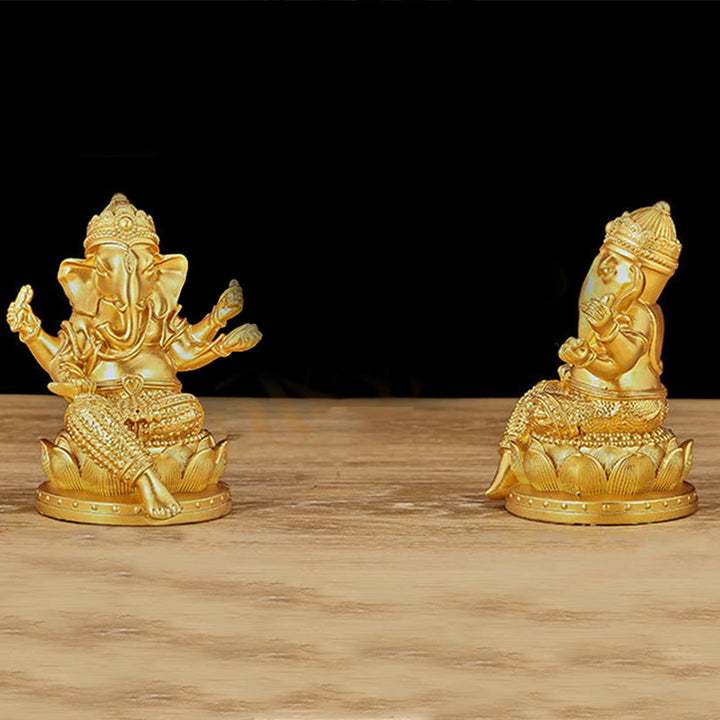 Estatua de meditación con forma de elefante Ganesh Ganpati, tamaño pequeño, con Buddha Stones , reflejo, decoración de resina para el hogar