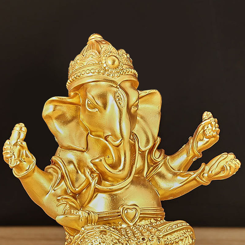 Estatua de meditación con forma de elefante Ganesh Ganpati, tamaño pequeño, con Buddha Stones , reflejo, decoración de resina para el hogar