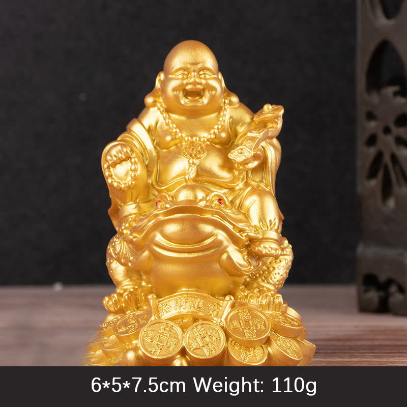 Estatua de resina con forma de rana y sapo que atrae la riqueza y monedas de cobre para decoración del hogar - Buda dorado - Pequeño 6*5*7,5 cm - image 1