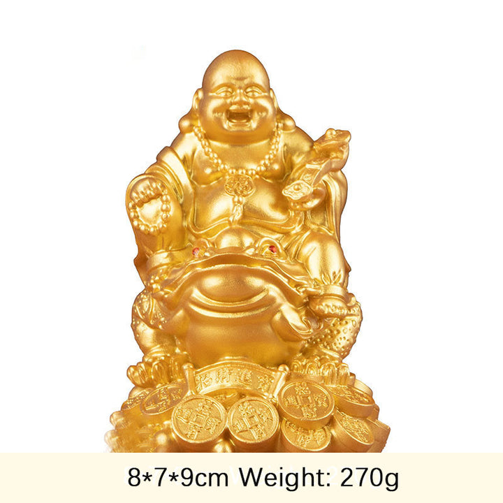 Estatua de resina con forma de rana y sapo que atrae la riqueza y monedas de cobre para decoración del hogar