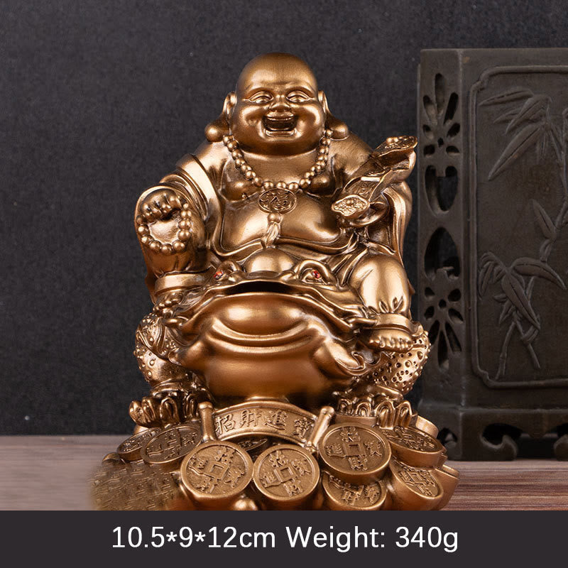 Estatua de resina con forma de rana y sapo que atrae la riqueza y monedas de cobre para decoración del hogar