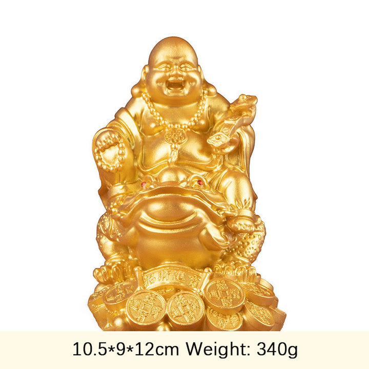 Estatua de resina con forma de rana y sapo que atrae la riqueza y monedas de cobre para decoración del hogar
