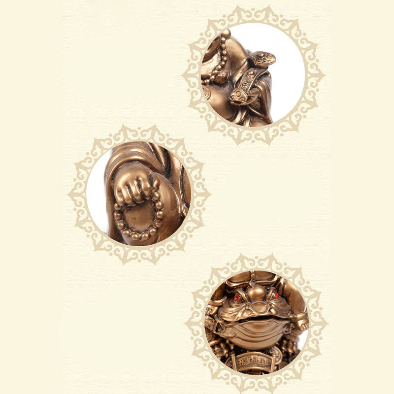 Estatua de resina con forma de rana y sapo que atrae la riqueza y monedas de cobre para decoración del hogar