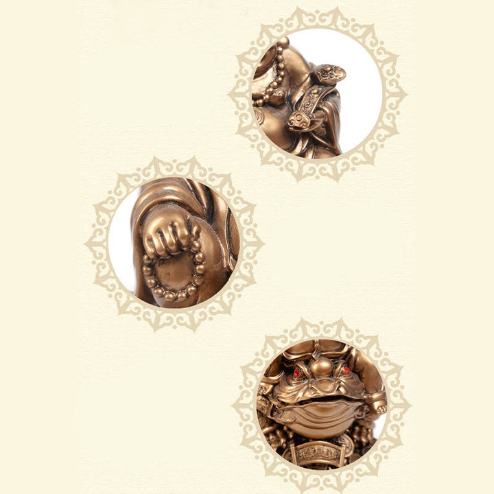 Estatua de resina con forma de rana y sapo que atrae la riqueza y monedas de cobre para decoración del hogar
