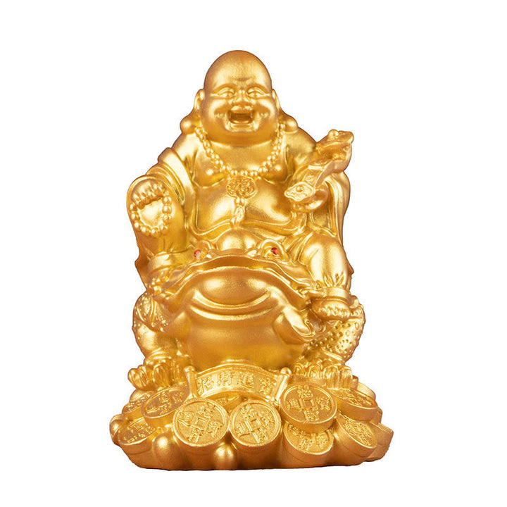 Estatua de resina con forma de rana y sapo que atrae la riqueza y monedas de cobre para decoración del hogar