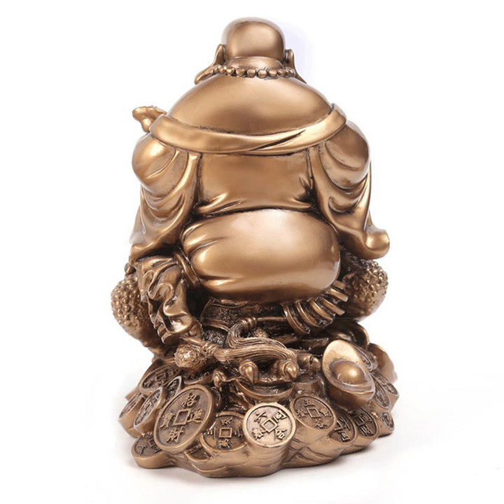 Estatua de resina con forma de rana y sapo que atrae la riqueza y monedas de cobre para decoración del hogar
