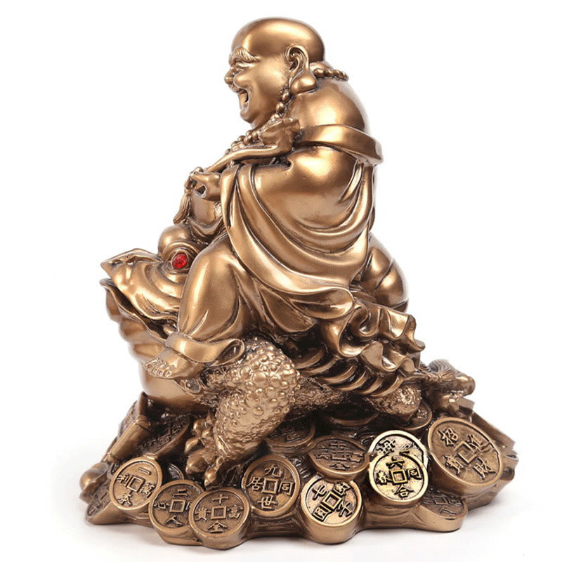 Estatua de resina con forma de rana y sapo que atrae la riqueza y monedas de cobre para decoración del hogar