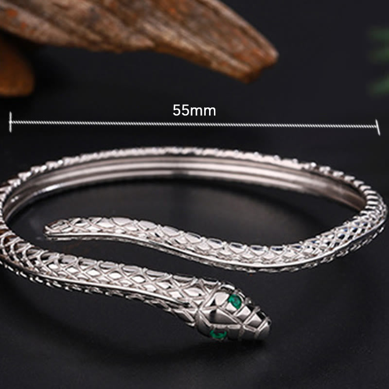 Pulsera con la bendición del año de la serpiente en forma de serpiente y Buddha Stones en plata de ley 999