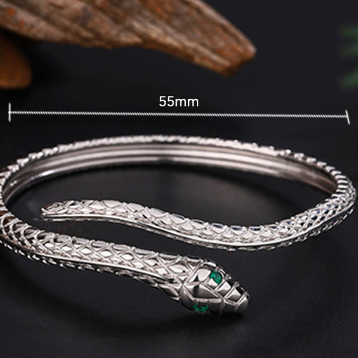Pulsera con la bendición del año de la serpiente en forma de serpiente y Buddha Stones en plata de ley 999