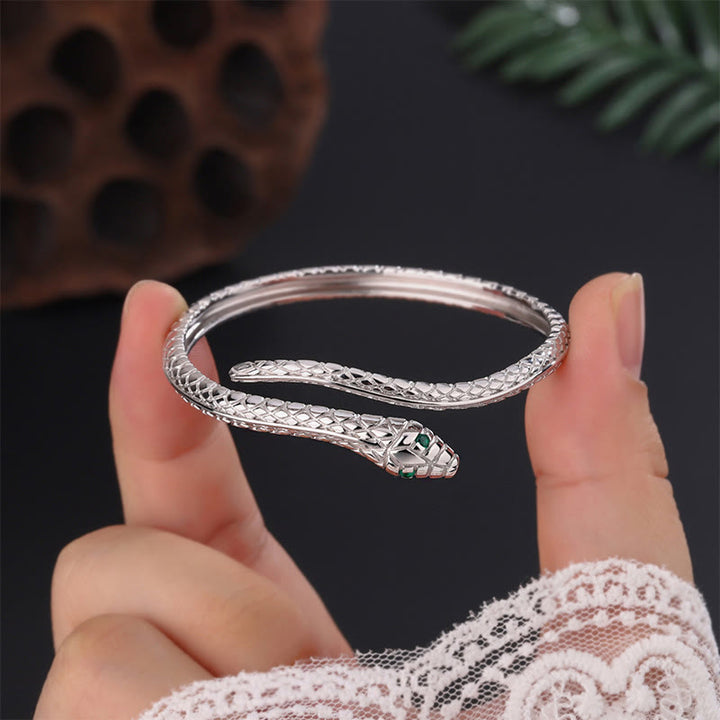 Pulsera con la bendición del año de la serpiente en forma de serpiente y Buddha Stones en plata de ley 999