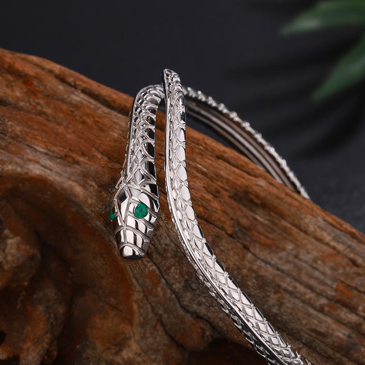 Pulsera con la bendición del año de la serpiente en forma de serpiente y Buddha Stones en plata de ley 999