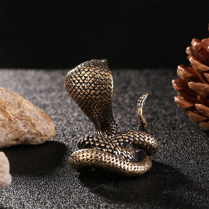 Mini Buddha Stones pequeña del año de la serpiente cobra de latón y cobre para decoración del hogar - image 2