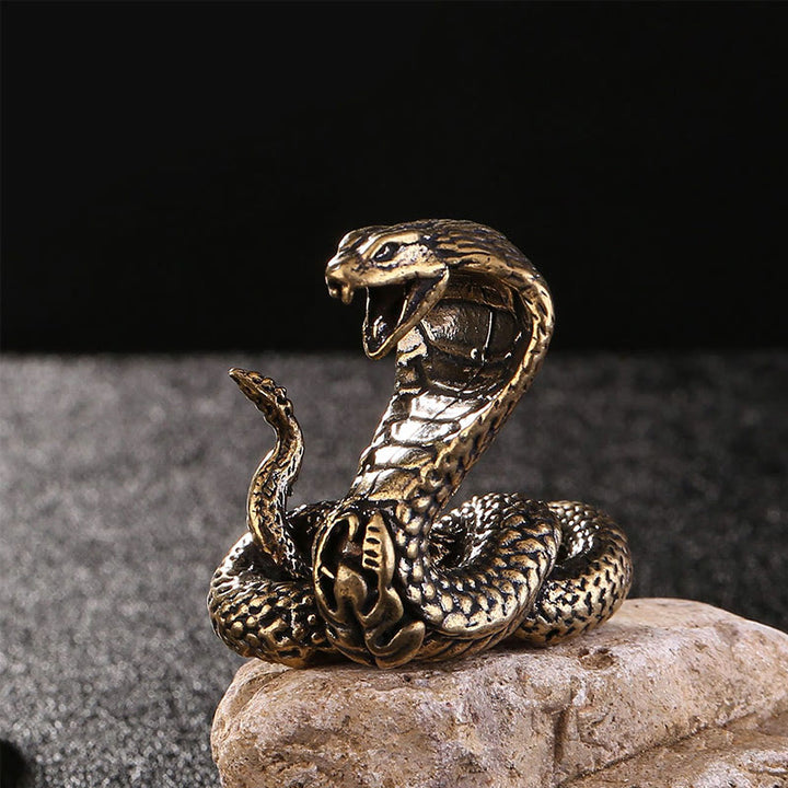 Mini Buddha Stones pequeña del año de la serpiente cobra de latón y cobre para decoración del hogar - Serpiente pequeña 4*4cm - image 0