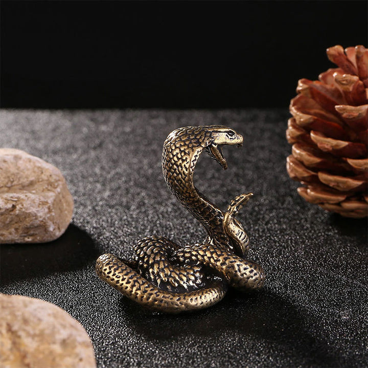 Mini Buddha Stones pequeña del año de la serpiente cobra de latón y cobre para decoración del hogar - image 3