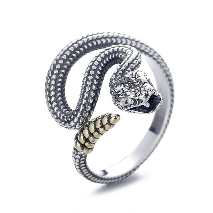 Anillo ajustable de equilibrio y calma del año de la serpiente en plata de ley 925 con Buddha Stones