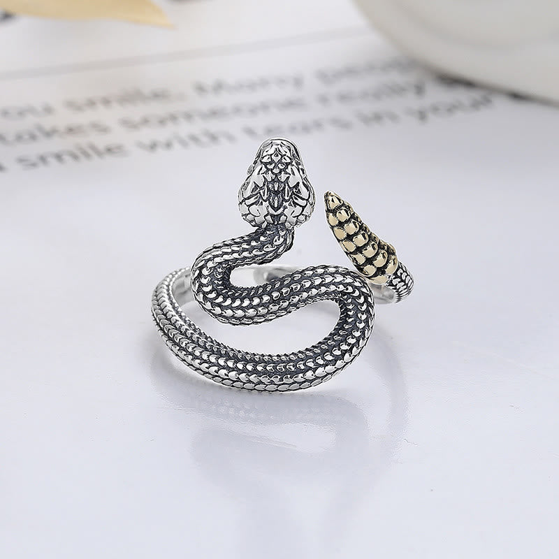 Anillo ajustable de equilibrio y calma del año de la serpiente en plata de ley 925 con Buddha Stones