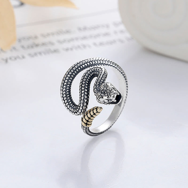 Anillo ajustable de equilibrio y calma del año de la serpiente en plata de ley 925 con Buddha Stones