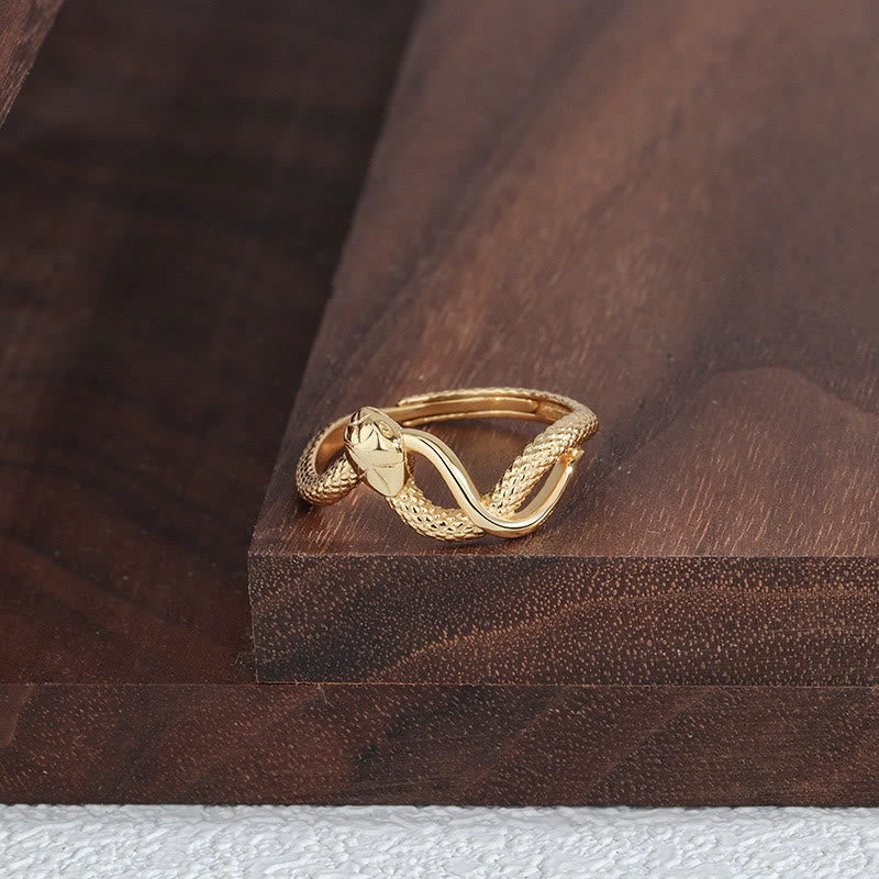Anillo ajustable con forma de almeja del año de la serpiente en plata de ley 925 con Buddha Stones