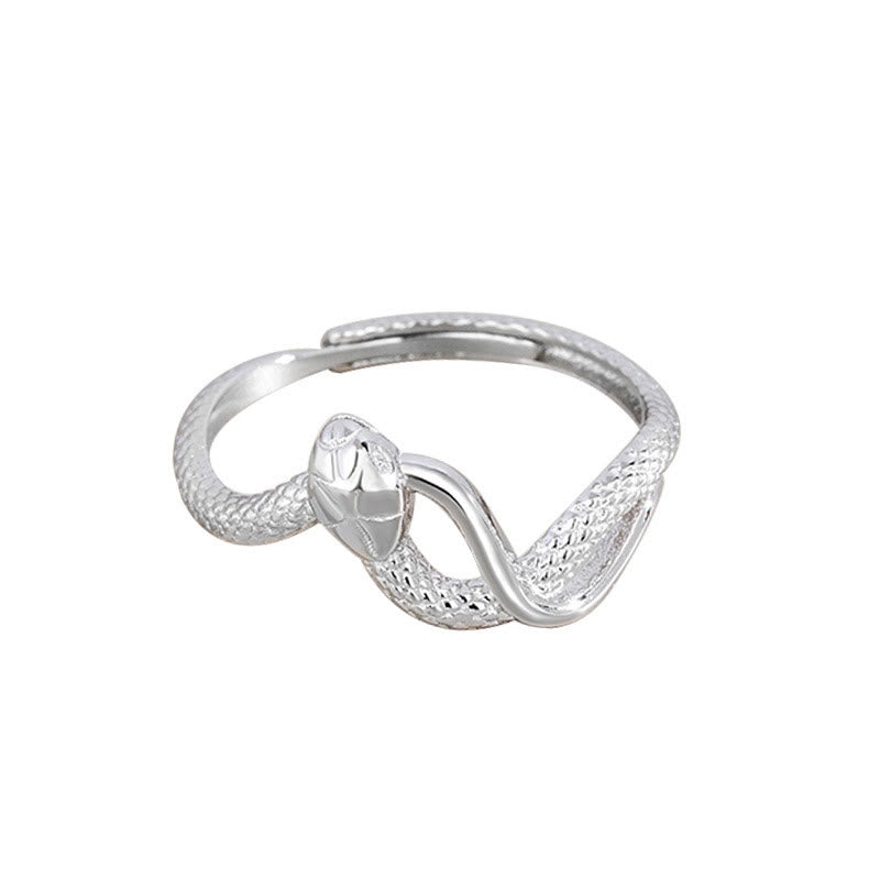 Anillo ajustable con forma de almeja del año de la serpiente en plata de ley 925 con Buddha Stones