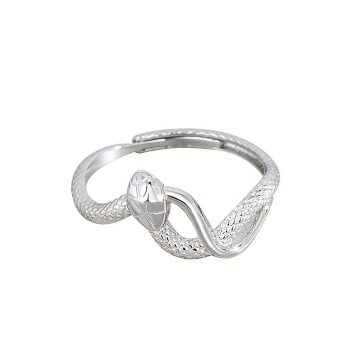 Anillo ajustable con forma de almeja del año de la serpiente en plata de ley 925 con Buddha Stones
