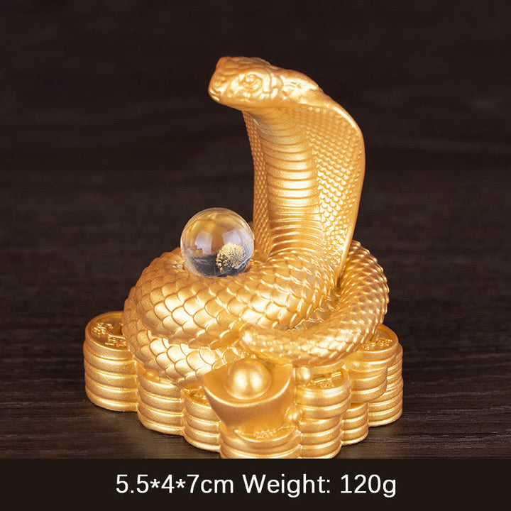 Lingotes de Buddha Stones , monedas de cobre, bolas de riqueza, estatuas de resina, decoración del hogar - Serpiente pequeña de lingote dorado 5,5*4*7cm - image 1