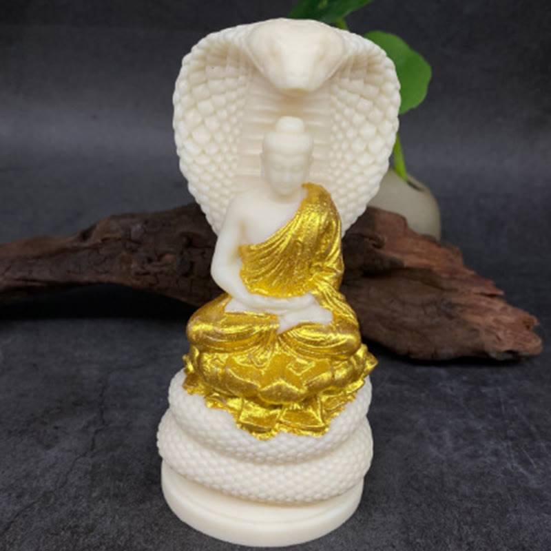 Estatua de meditación de marfil con Buddha Stones, loto, fruta, Tathagata, Shakyamuni, Buda, piedras, decoración del hogar