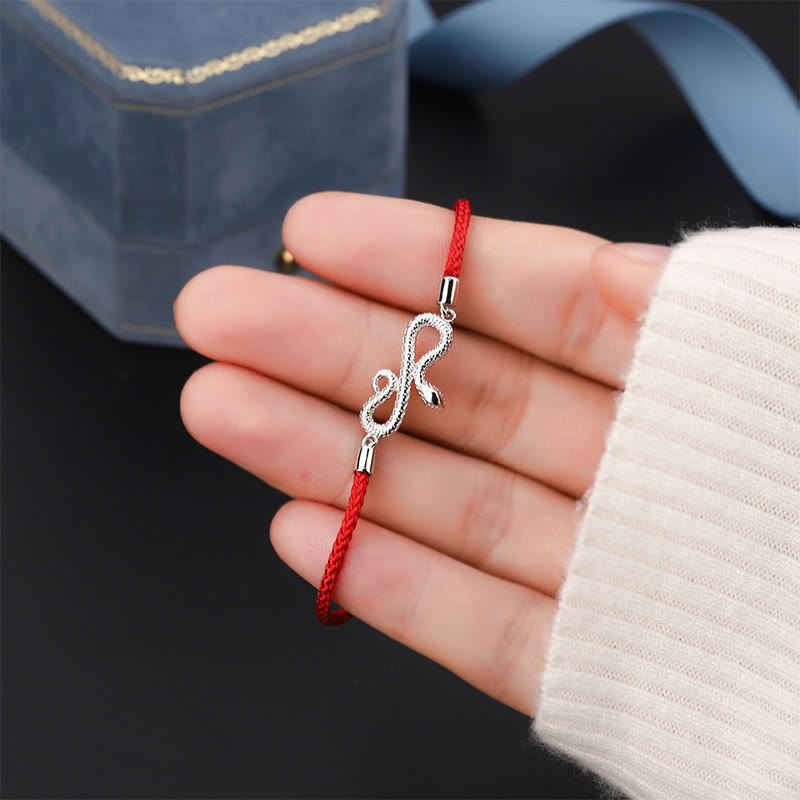 Pulsera trenzada de protección con hilo rojo del año de la serpiente en plata de ley 999 con Buddha Stones