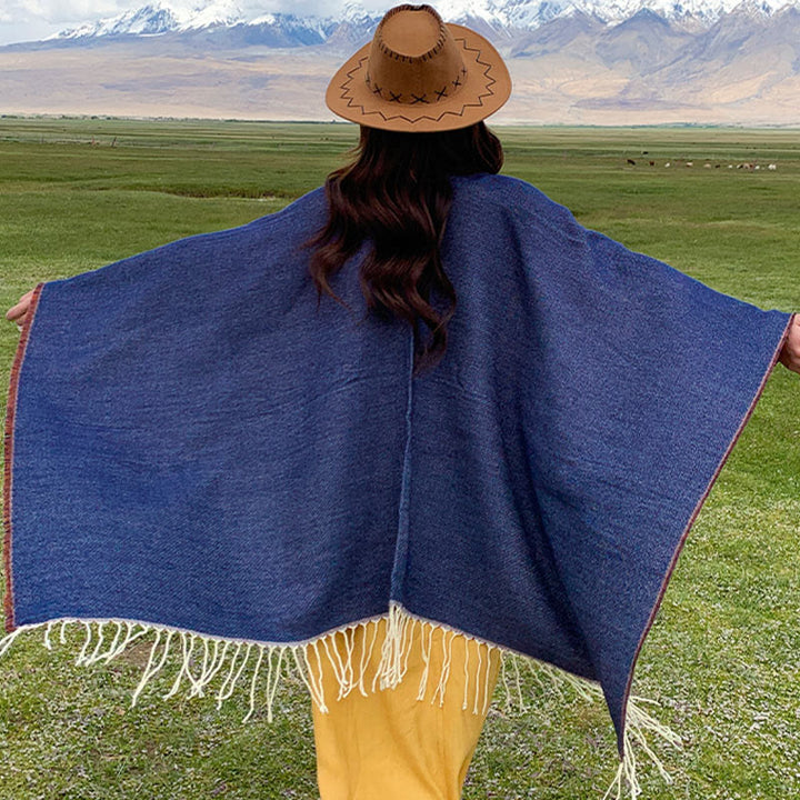 Chal con borlas y diseño de mandala redondo geométrico tibetano con Buddha Stones para otoño e invierno, bufanda acogedora con bolsillos