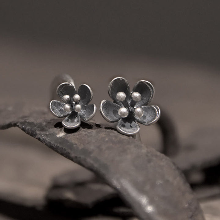 Anillo de flores de plata de ley 925 con Buddha Stones