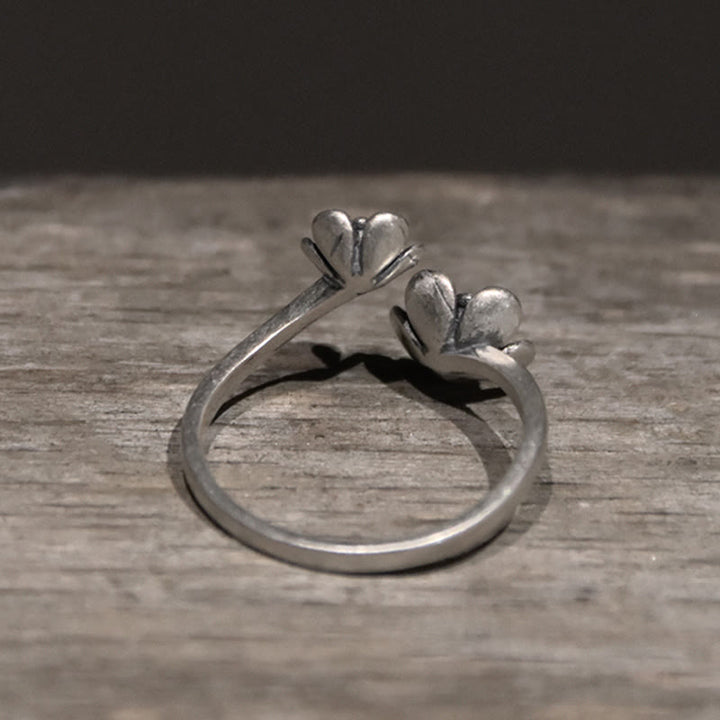 Anillo de flores de plata de ley 925 con Buddha Stones