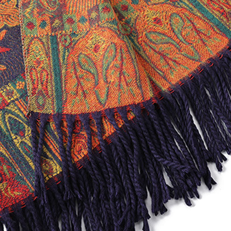 Chal de borlas con flores de peonía y anacardo tibetano , Buddha Stones , para otoño e invierno, bufanda acogedora