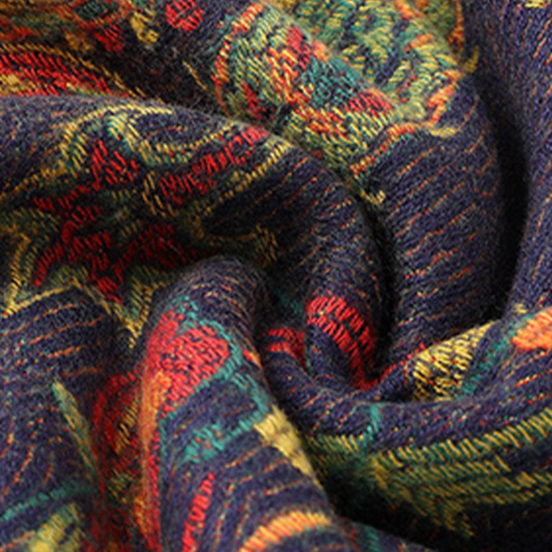 Chal de borlas con flores de peonía y anacardo tibetano , Buddha Stones , para otoño e invierno, bufanda acogedora