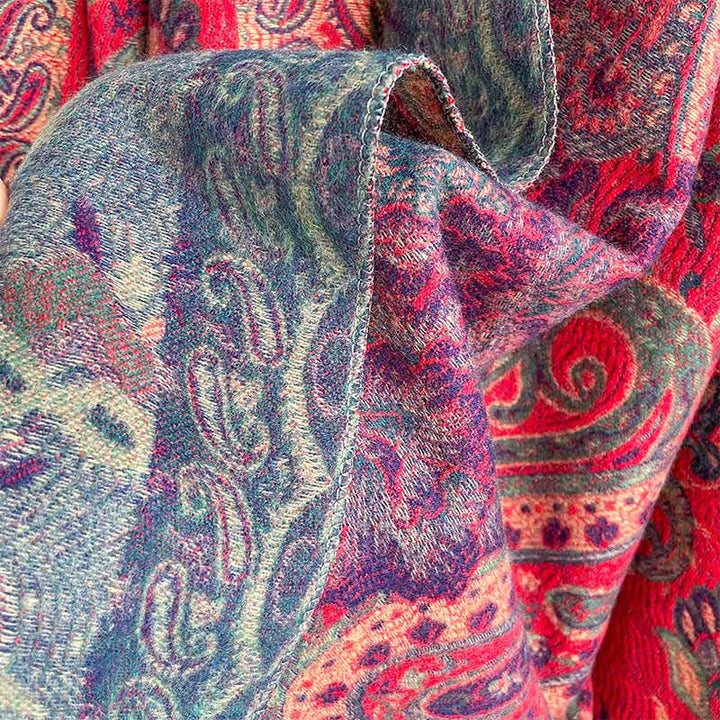Chal de borlas con flores de peonía y anacardo tibetano , Buddha Stones , para otoño e invierno, bufanda acogedora