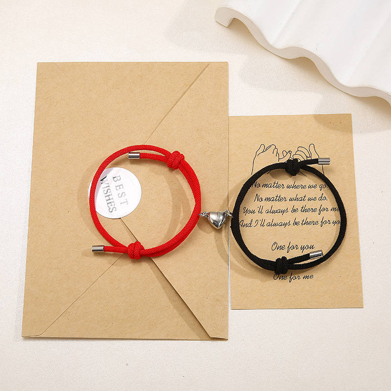 Pulsera de fuerza de cuerda de pareja magnética de amor de 2 piezas