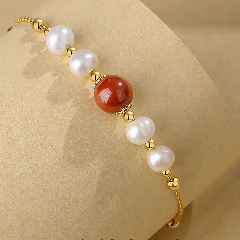 Pulsera de cadena de cuentas curativas de cinabrio y perlas de plata de ley 925 con Buddha Stones