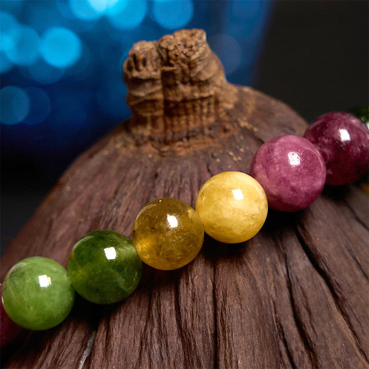 Pulsera de flor de sabiduría con turmalina y Buddha Stones