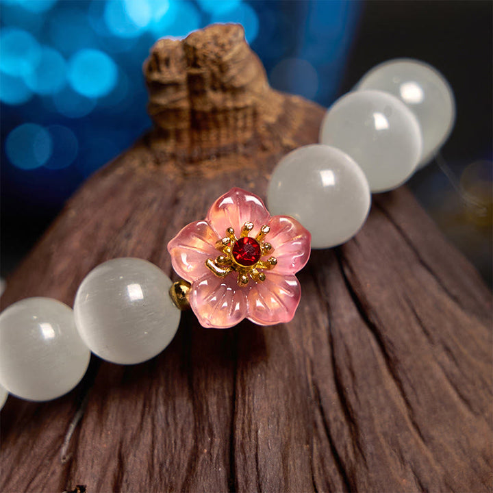 Pulsera de amor con flor de crisoberilo y ojo de gato con Buddha Stones