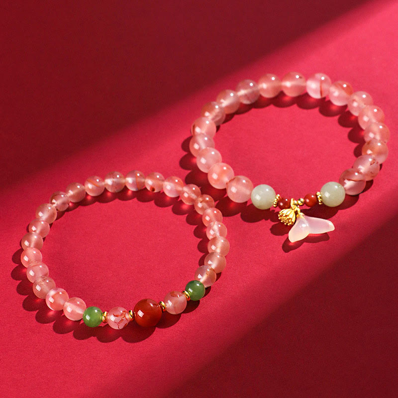 Buddha Stones, ágata roja del sur, orquídea mariposa y jade hetiano