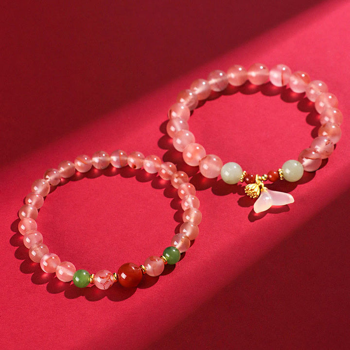 Buddha Stones, ágata roja del sur, orquídea mariposa y jade hetiano