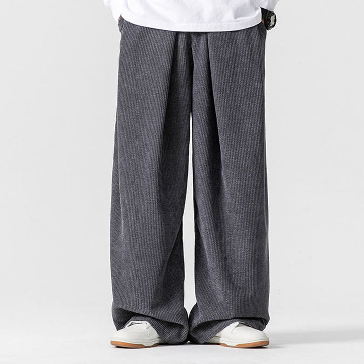 Pantalones anchos de pana de algodón de color liso para hombre con bolsillos y Buddha Stones
