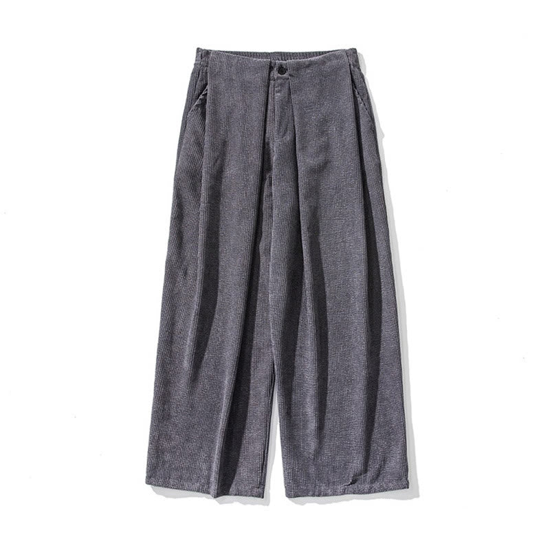 Pantalones anchos de pana de algodón de color liso para hombre con bolsillos y Buddha Stones - image 13