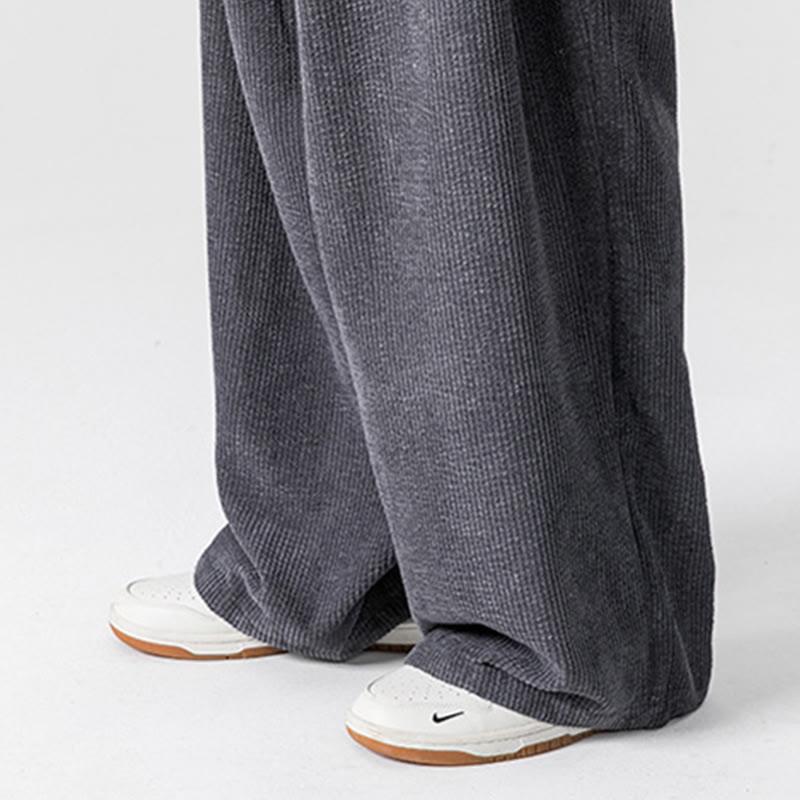 Pantalones anchos de pana de algodón de color liso para hombre con bolsillos y Buddha Stones